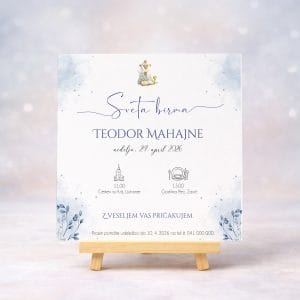 vabilo za birmo v nežni modri barvi