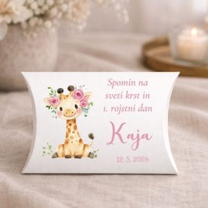 darilce za krst - krstni konfet z žirafo