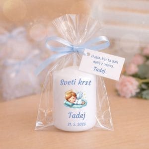 spominska personalizirana mala krstna svečka za darilca