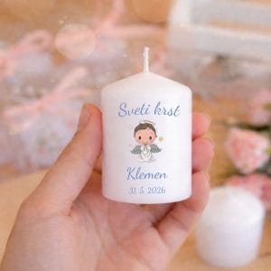 spominska personalizirana mala krstna svečka za darilca