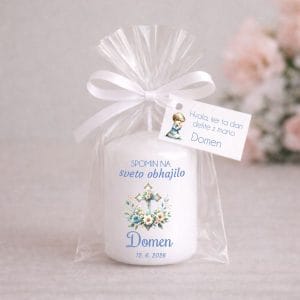 darila za obhajilo male svečke z imenom in motivom